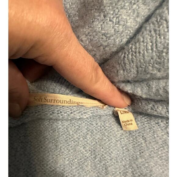 Soft Surroundings Wool Blend Long Cardigan Women's Size L/XL L XL Blue Pockets - Picture 5 of 7